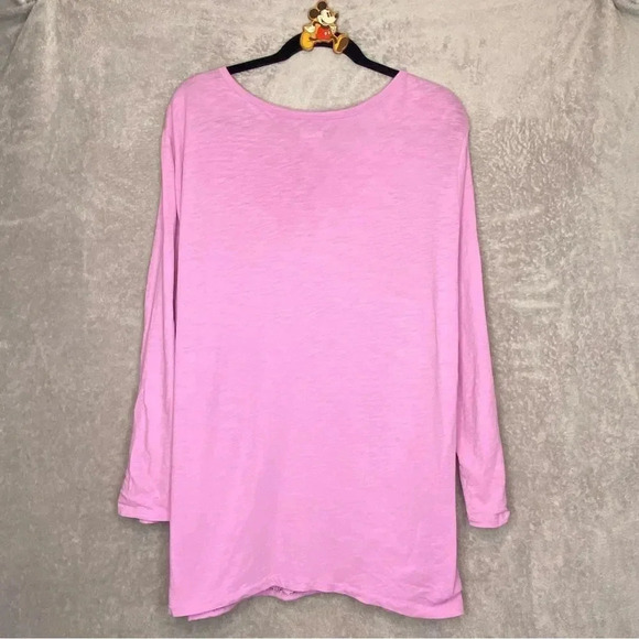Basic editions 2X Top Shirt Purple Lace Over Henley Roll Tab Long Sleeve Cotton - Picture 4 of 7